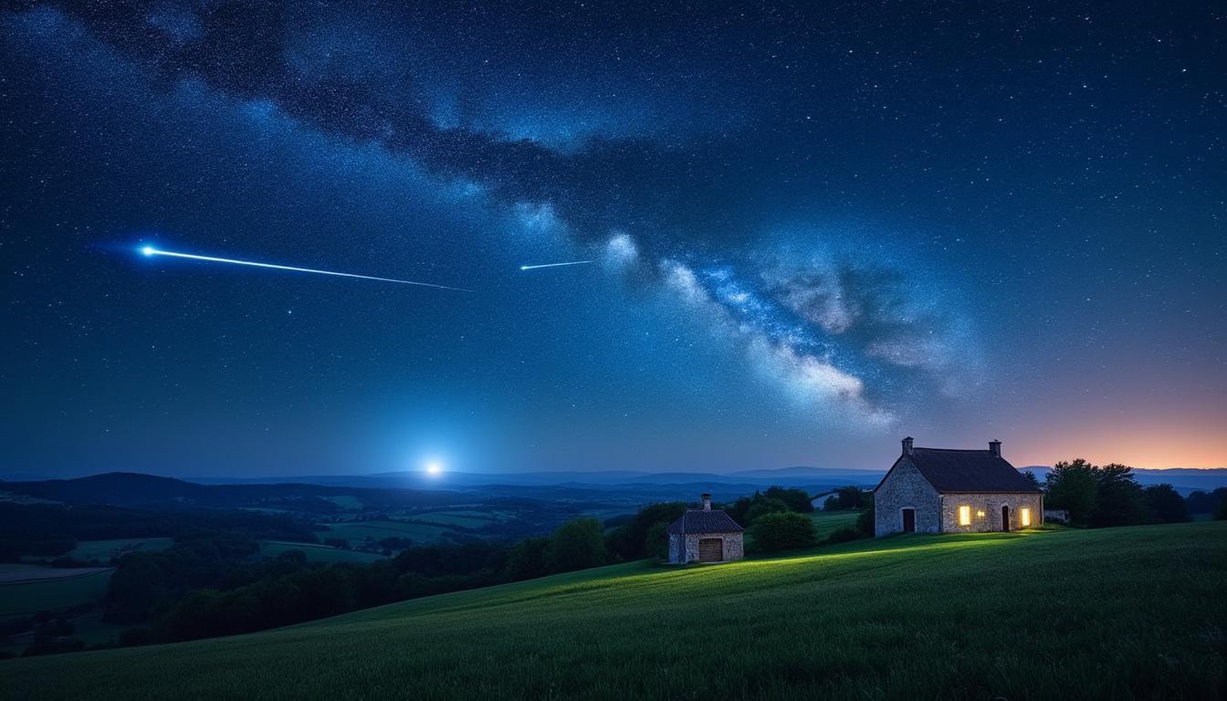 ne manquez pas la spectaculaire pluie d'étoiles filantes ce soir à 20h en france. un spectacle céleste magique à observer pour tous les passionnés d'astronomie et les rêveurs.