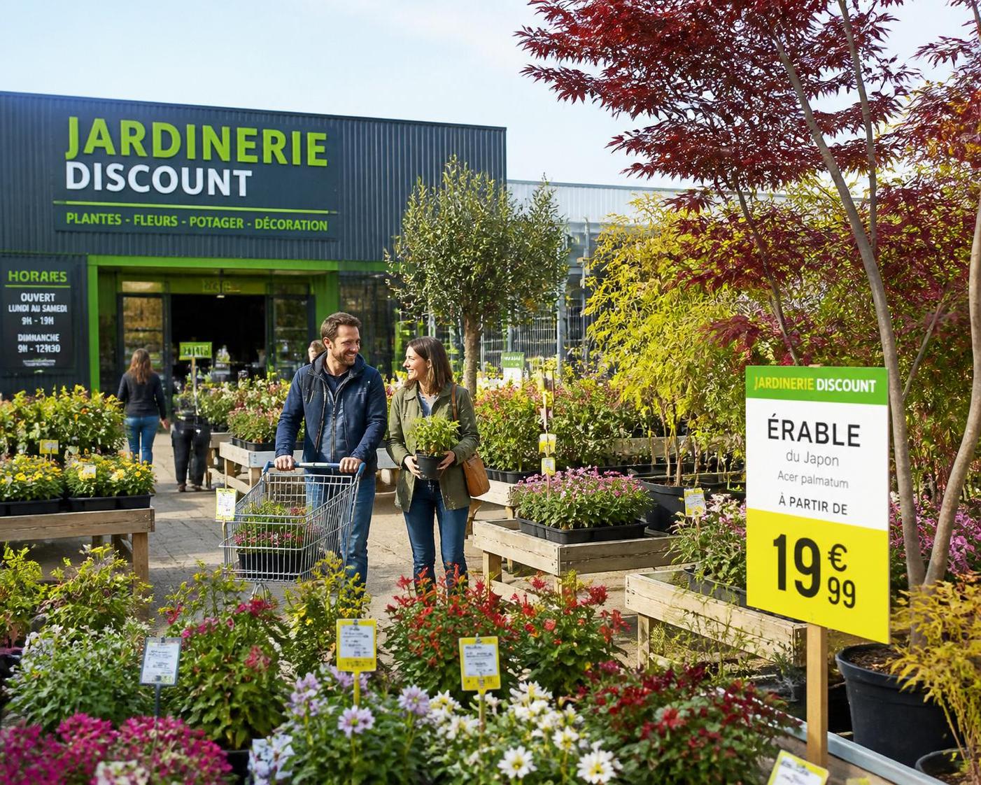 découvrez la nouvelle jardinerie discount en france avec des fleurs dès 11 centimes, de la lavande à 1 euro et des érables à 3 euros pour embellir votre jardin à petit prix.